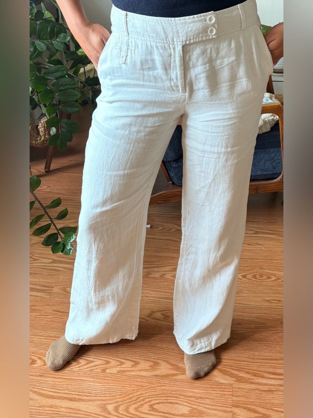 100% Linen pants Wide-Leg